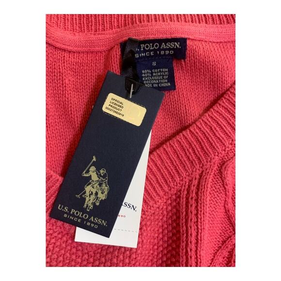 U.S. Polo Assn. Women's Pink V Neck Sweater S - Picture 4 of 4